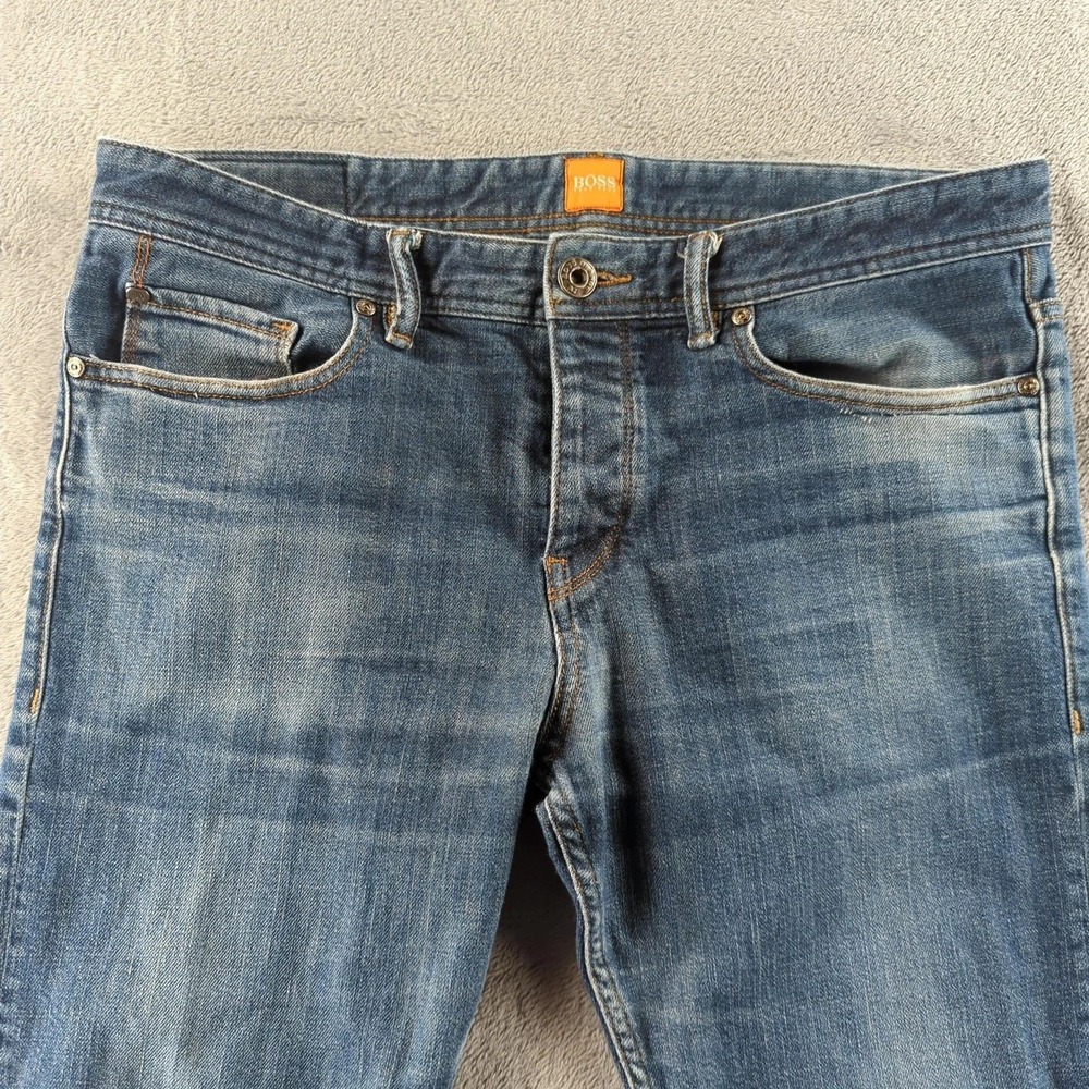 Hugo Boss Orange Jeans Mens 35 Blue Straight‎ Button Fly Stretch Denim Pants